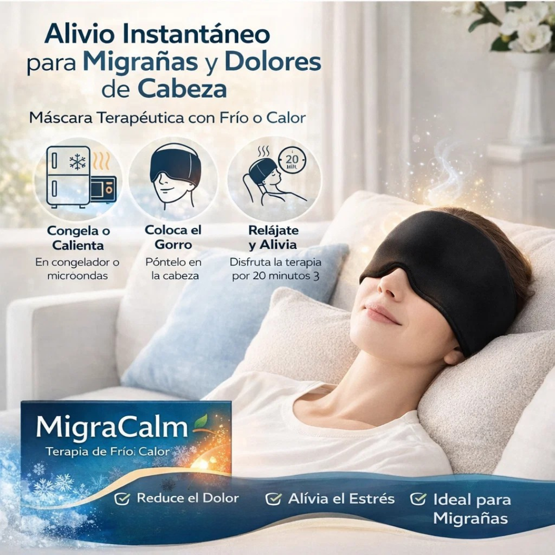 MigraCalm Gorro Terapéutico 360° - Recupera Tus Días Perdidos: Alivia Tu Migraña en Minutos Sin Pastillas
